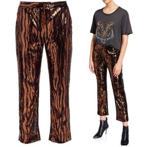 Le Superbe Bengal Tiger Sequin Pants, Sz 12